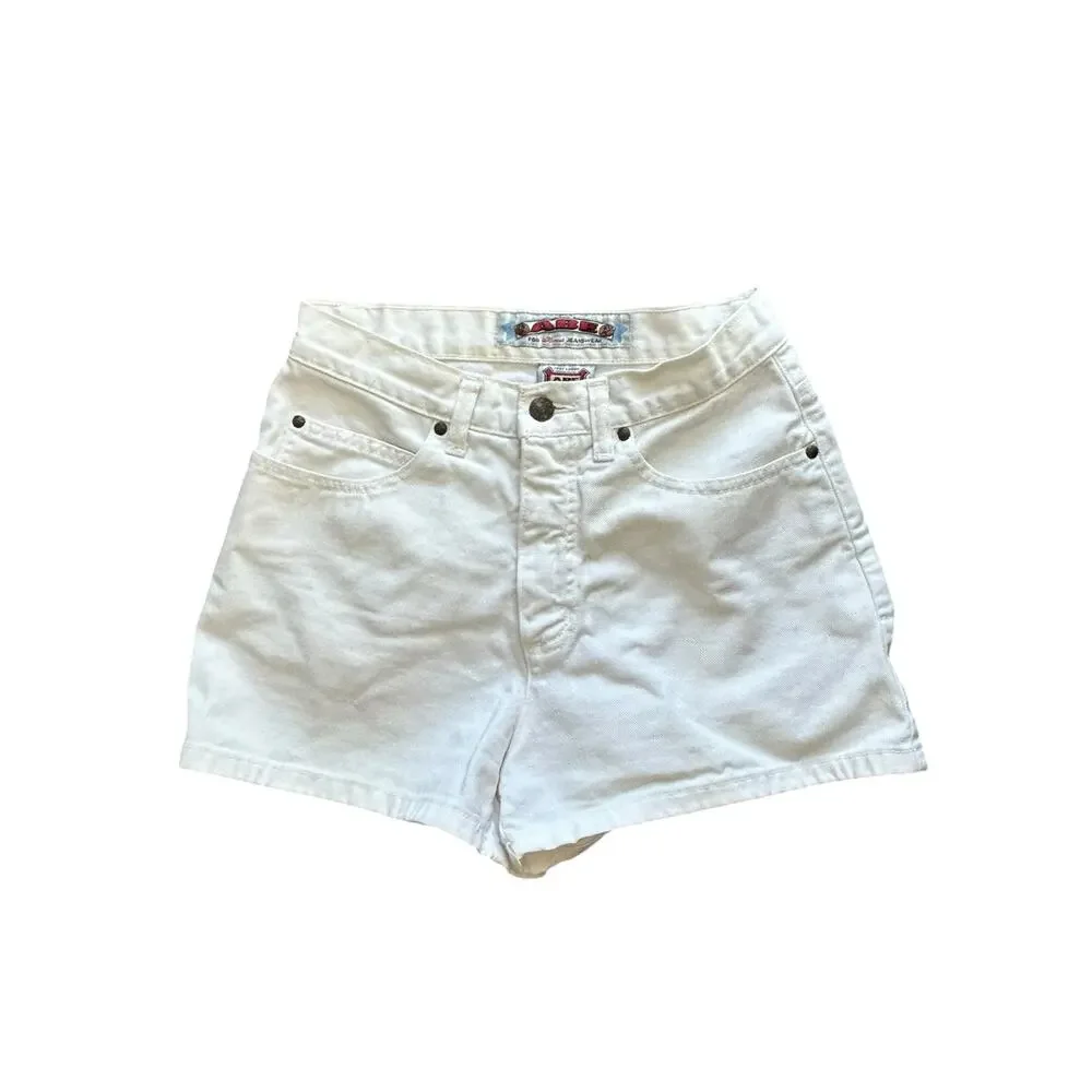 Vintage 90s ABE Honest Jeanswear High-Waisted White Denim Shorts Juniors Size 3